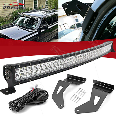 Fit 07 17 JEEP PATRIOT Upper Roof 52quot; Curved LED Light Bar Mount BracketsWiring $110.39