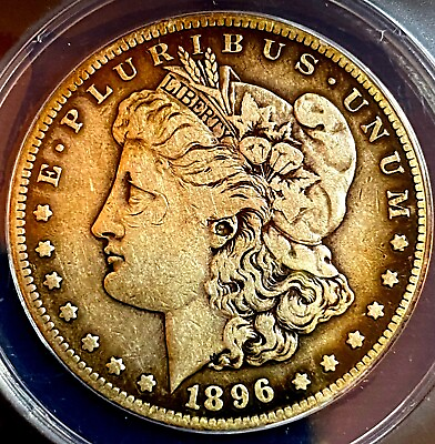 #ad 1896 S Morgan Dollar VF 25 ANACS 90% Silver US Coin Nice Tones $335.00