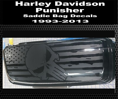 #ad CBCDecals Saddlebag Lid Punisher Flag Decals for 93 13 Harley $24.99