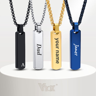 #ad Vnox Initial Bar Necklace for Men Geometric Vertical Name Bar Letters Pendant $9.99