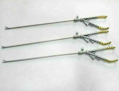 #ad Laparoscopic V Type Needle Holder Curved Right Straight Head 1 2 Tooth jaw Set $208.00