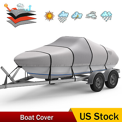 #ad Heavy Duty Boat Cover 1200D Trailerable Boat Cover Fits 17 19#x27;FT V Hull Runabout $102.86