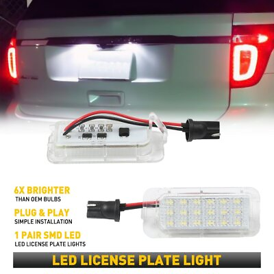 6000K White LED License Plate Lights for 2013 2019 Ford Fusion Explorer Fiesta E $12.79