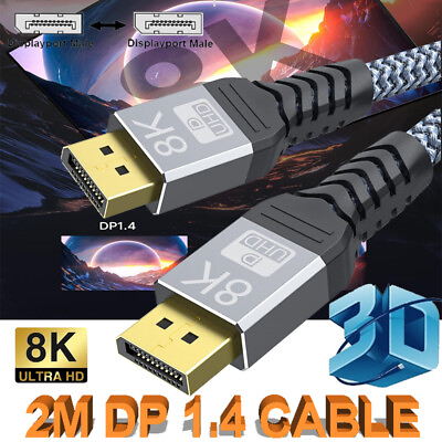 #ad 6.6FT Displayport DP 1.4 Cable HDR 8K 4K 144Hz Display Port Male to Male Cord US $87.99