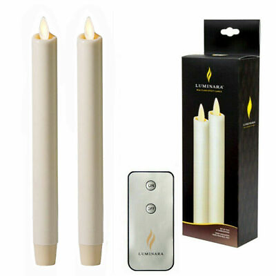 #ad 8quot; Luminara LED Flameless Flickering Battery Taper Candles Timer Set of 2 Ivory $31.27