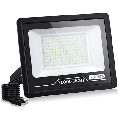 #ad LED Flood Light Outdoor Flood Lights 100W Plug in10000LM Work Light Plug in... $25.49