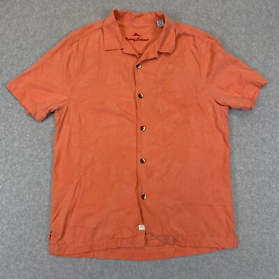 #ad Tommy Bahama Shirt Men#x27;s Medium Persimmon Peach Short Sleeve Classic Button Up $14.33