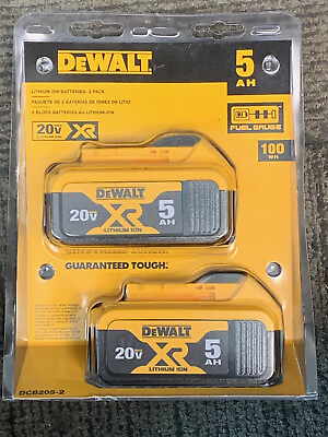 #ad 2 Brand New Dewalt 20 Volt 20v Max XR Li Ion 5.0 AH Batteries DCB205 New Date $77.00