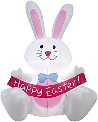 #ad 3.5#x27; Airblown White Bunny W Bowtie Spring Inflatable $79.99