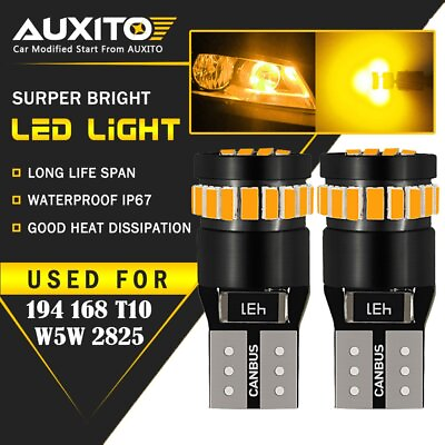 #ad White Amber Yellow 168 194 921 912 License Side Marker Light Canbus LED Bulb EA $7.21