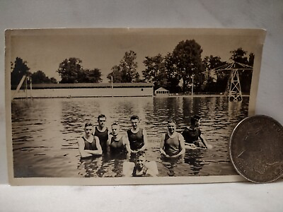 Mid Century Found Photo Men and Boys swimming vintage Pool Picture $9.90