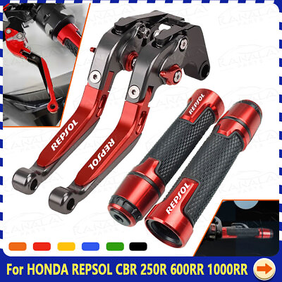 #ad For HONDA REPSOL CBR 954RR 600RR 1000RR Handle Grips Caps Brake Clutch Levers $51.29
