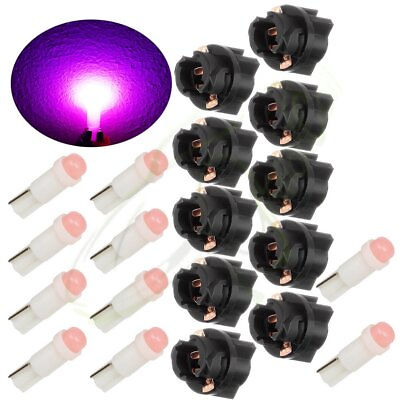 #ad 10pcs T5 Cluster Panel Gauge Dash LED Bulbs Light 37 74 70 Pink W Twist Sockets $8.81