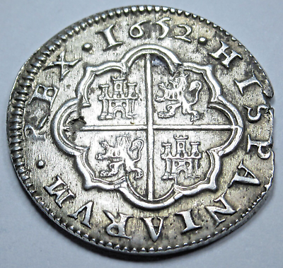 #ad 1652 Spanish Silver 2 Reales Genuine Antique 1600#x27;s Colonial Pirate Coin $429.95