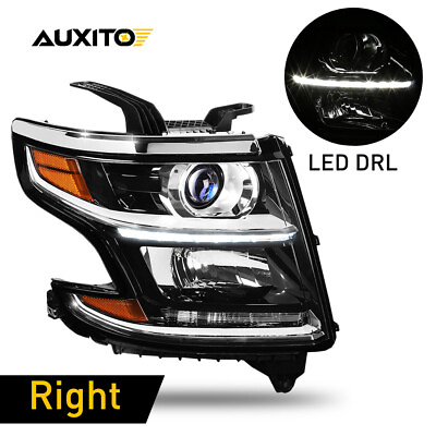 #ad For 2015 2020 Tahoe Black DRL Chevy Suburban Projector Headlights Amber Right $158.64