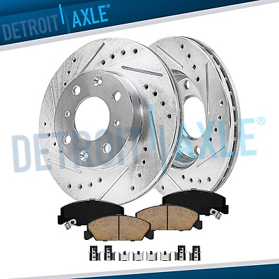 #ad #ad Front Drilled Slotted Rotors and Brake Pads for Honda Civic del Sol Civic CRX $69.99