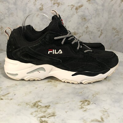 #ad Fila Ray Tracer Mens Sz 10 Shoes Black White Athletic Comfort Trainer Sneakers $15.40