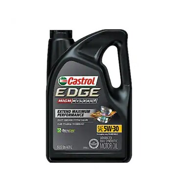 #ad Castrol 15906E EDGE High Mileage 5W 30 Advanced Full Synthetic Motor Oil: 5 Qt $24.99
