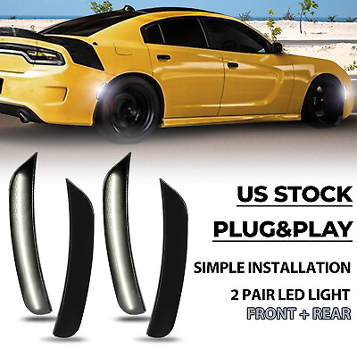 #ad For 2015 2022 Dodge Charger Smoked Lens LED Rear amp;Front Bumper Side Marker Light $28.00