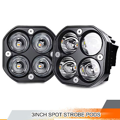 3 inch Spot LED White Amber Strobe Pods Work Light Driving Fog Lamp For SUV UTV $48.99