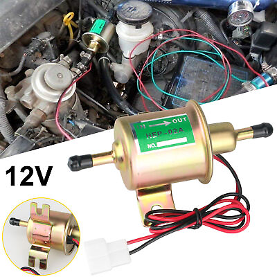 #ad 12V Universal Electric Fuel Pump 4 7PSI Inline Low Pressure Gas Diesel HEP 02A $8.79