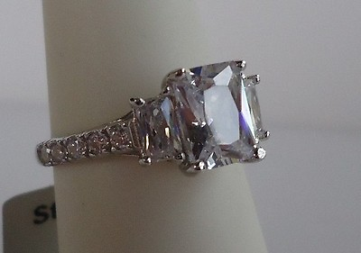 #ad 925 STERLING SILVER LADIES WEDDING RING SZ 56789 3 CT LAB SIMULANT DIAMONDS $60.61