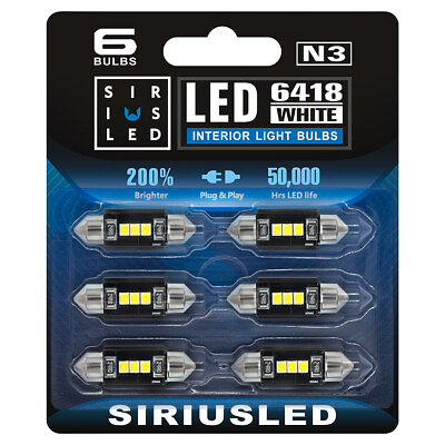 #ad SIRIUSLED N3 6418 36MM LED Interior Light bulb for Car Map Dome Trunk White $12.95