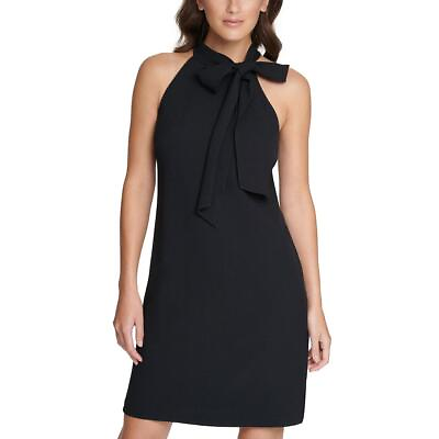 #ad Vince Camuto Womens Black Tie Neck Short Business Halter Dress 8 BHFO 0815 $23.99