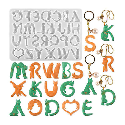 #ad Resin Animal Cat Letter Molds Alphabet Silicone Mold DIY Making Keychain Pendant $12.95