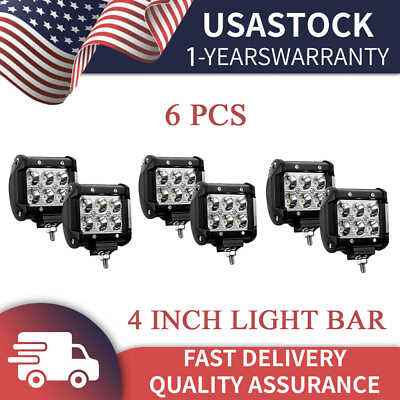 #ad 6x 4quot; 18W LED Work Light Bar Spot Pods Fog Lamp Offroad Driving Truck ATV SUV $24.99