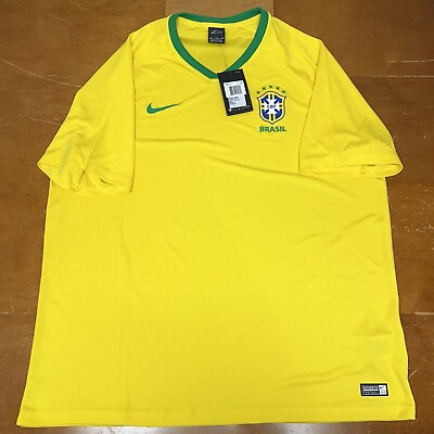 #ad Brazil Home Jersey Mens 2XL Yellow Dri Fit CBF Brasil Soccer Nike $59.95