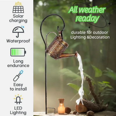 #ad US Solar Watering Can Light Garden Outdoor Waterproof Kettle Yard Art Lamp Decor $11.99
