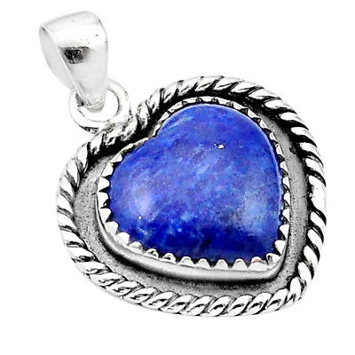 #ad Handmade 925 Silver 11.13cts Heart Natural Blue Lapis Lazuli Pendant U38898 $10.91