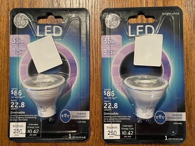 GE 89020 LED4D GU10 NFLTP Indoor Bulb 3.5 W Bright White Dimmable Set of 2 New $15.99