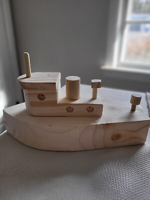 #ad Wooden Toy Tugboat $19.00
