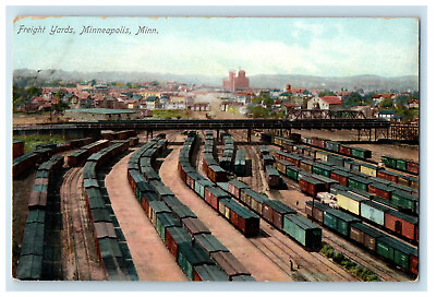 #ad c1910 Freight Yards Minneapolis Minnesota MN Unposted Antique Postcard $14.98