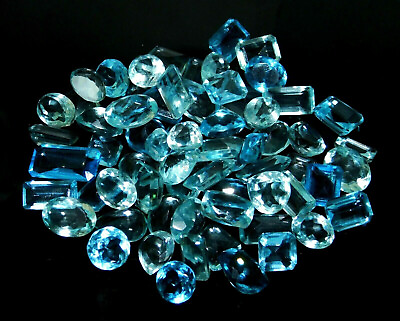 #ad 150 Ct Natural Untreated Aquamarine Loose Gemstones Blue Mix Shape Certified LOT $20.69