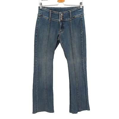 #ad Jill Stuart Womens 6 Embroidered Front Seams Blue Denim Jeans Y2K Cotton Blend $76.00
