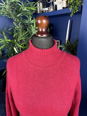 #ad Vintage Brora 100% Cashmere Roll Neck Jumper Red Womens Uk 8 Made In Scotland GBP 119.99