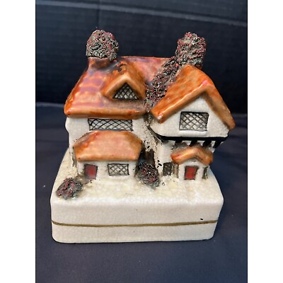 #ad Antique Mid 19thC Staffordshire Country House Bank Money Box $85.00