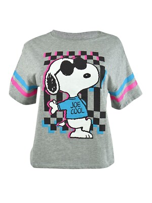 #ad Mighty Fine Juniors#x27; Peanuts Snoopy Joe Cool Graphic T Shirt S Heather Grey $7.99
