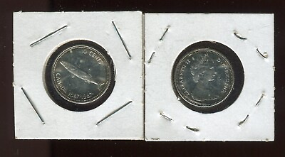 #ad 1967 Canada 10 Cent Gem Uncirculated KM 67 Silver Free Shipping $2.68