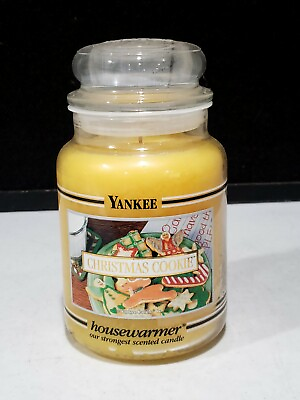 #ad HTF Yankee Candle CHRISTMAS COOKIE 22 Oz Large Jar Black Band Candle FREE SHIP $45.59
