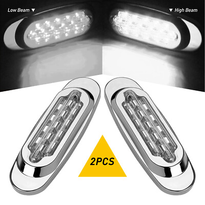 2pcs White LED Side Marker Turn Signal Light Chrome 16 LED Trucks Running Lights $10.99