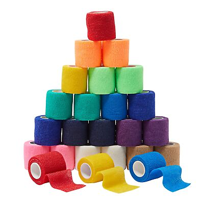 #ad 24 Rolls Colorful Medical Self Adhesive Bandage Wrap 2 Inch x 5 Yards Vet Tape $19.59
