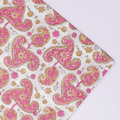 #ad Indian Loose Swing Dressmaking Cotton Fabric Print Hand Block Natural Running 20 $94.99