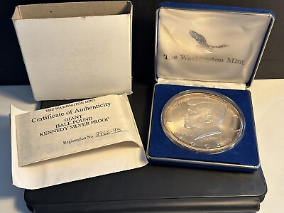 #ad 1995 Half Pound 8 Troy Ounces Giant Kennedy Silver Proof $350.00