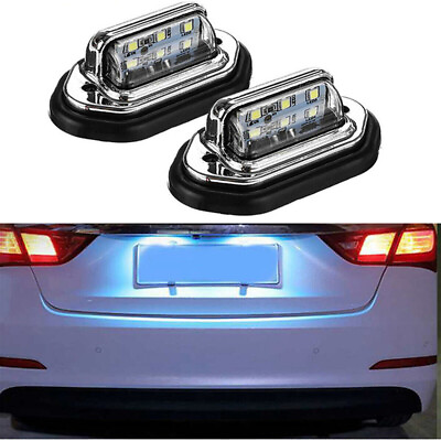 2x White Car Boat Truck Accessories LED Lights For License Plate Lamp 12 24V $11.11