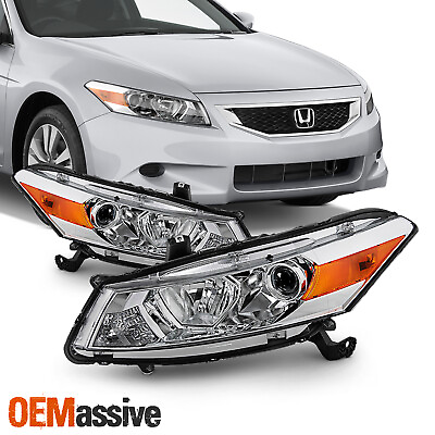 #ad Pair Headlight Replacement For 2008 2012 Honda Accord 2Door Coupe Halogen Chrome $134.99