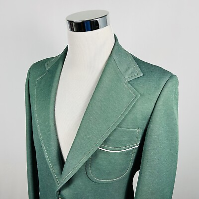#ad Sears Mens Store 38L Vintage Sport Coat Green Wool Blend Two Button Vented $40.00